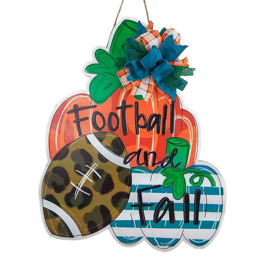 Football and Fall Door Hanger, Football Door Wreaths - Pink Door Wreaths