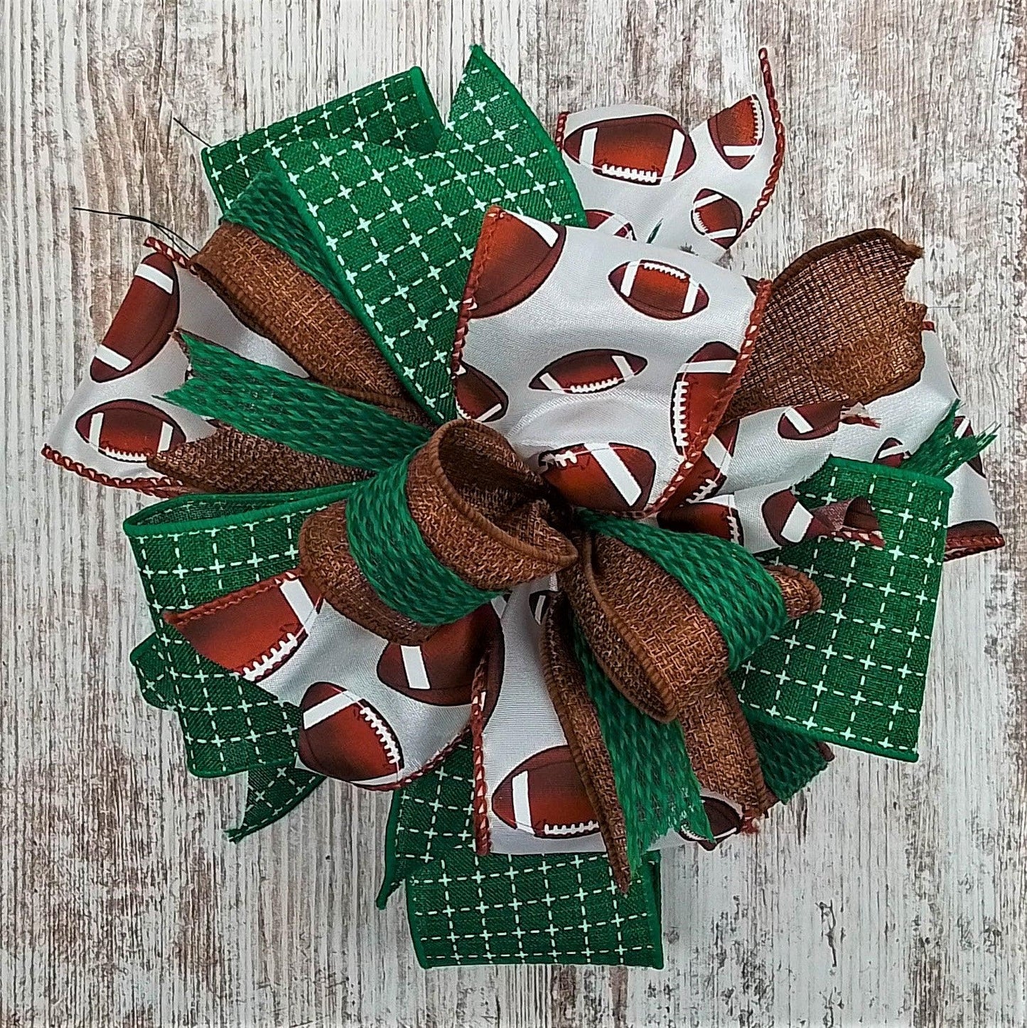 Football Wreath Bow, Sports Bow for Wreath Layered Handmade Lantern Bow - Pink Door Wreaths