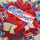 Fourth of July Wreath | USA Wreath | Welcome Mesh Door Wreath | Red White Blue Flag - Pink Door Wreaths