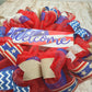 Fourth of July Wreath | USA Wreath | Welcome Mesh Door Wreath | Red White Blue Flag - Pink Door Wreaths