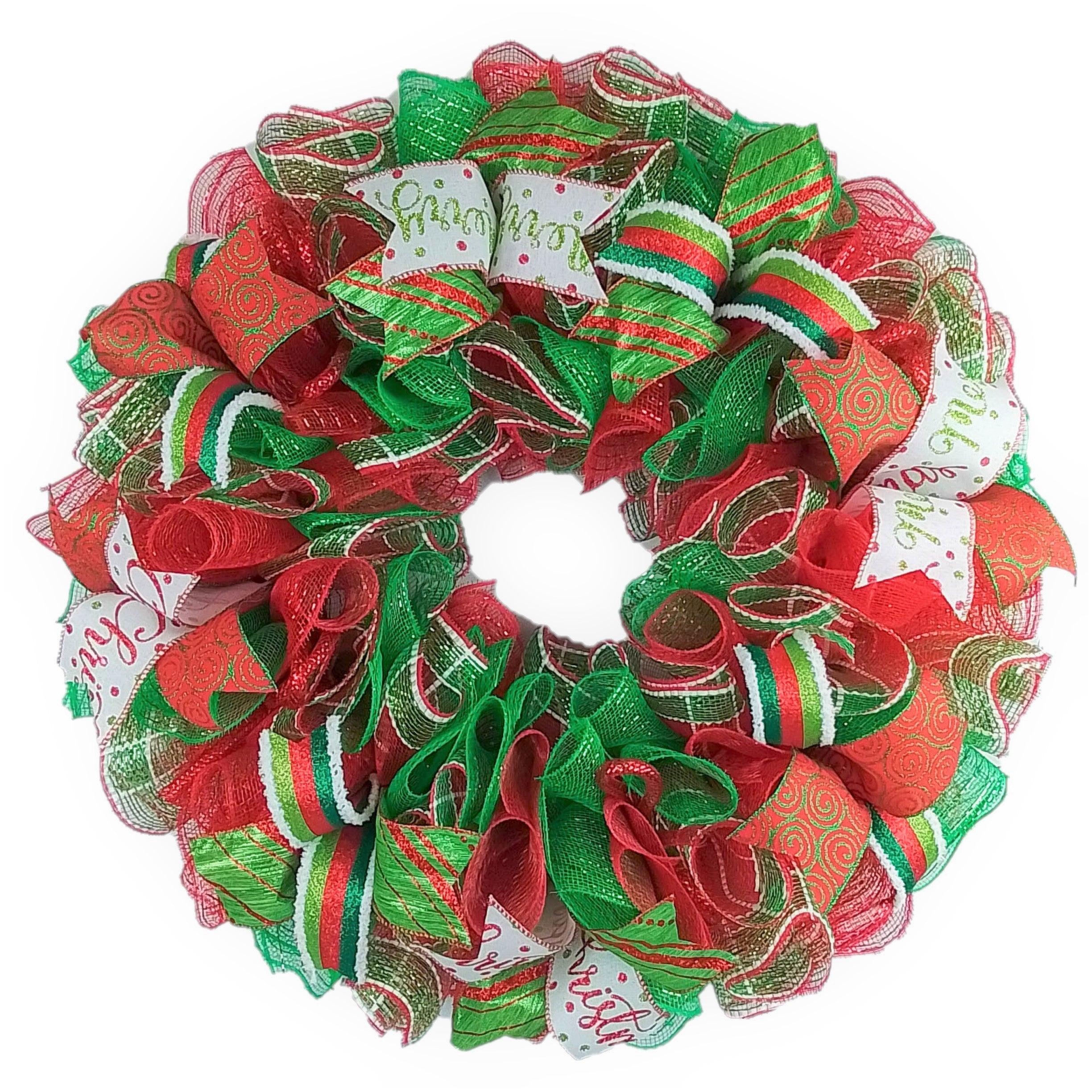 Red, White high quality and Lime Deco Mesh Wreath/Christmas Wreath/Lime, White and Red Wreath/Holiday Lime and Red Wreath