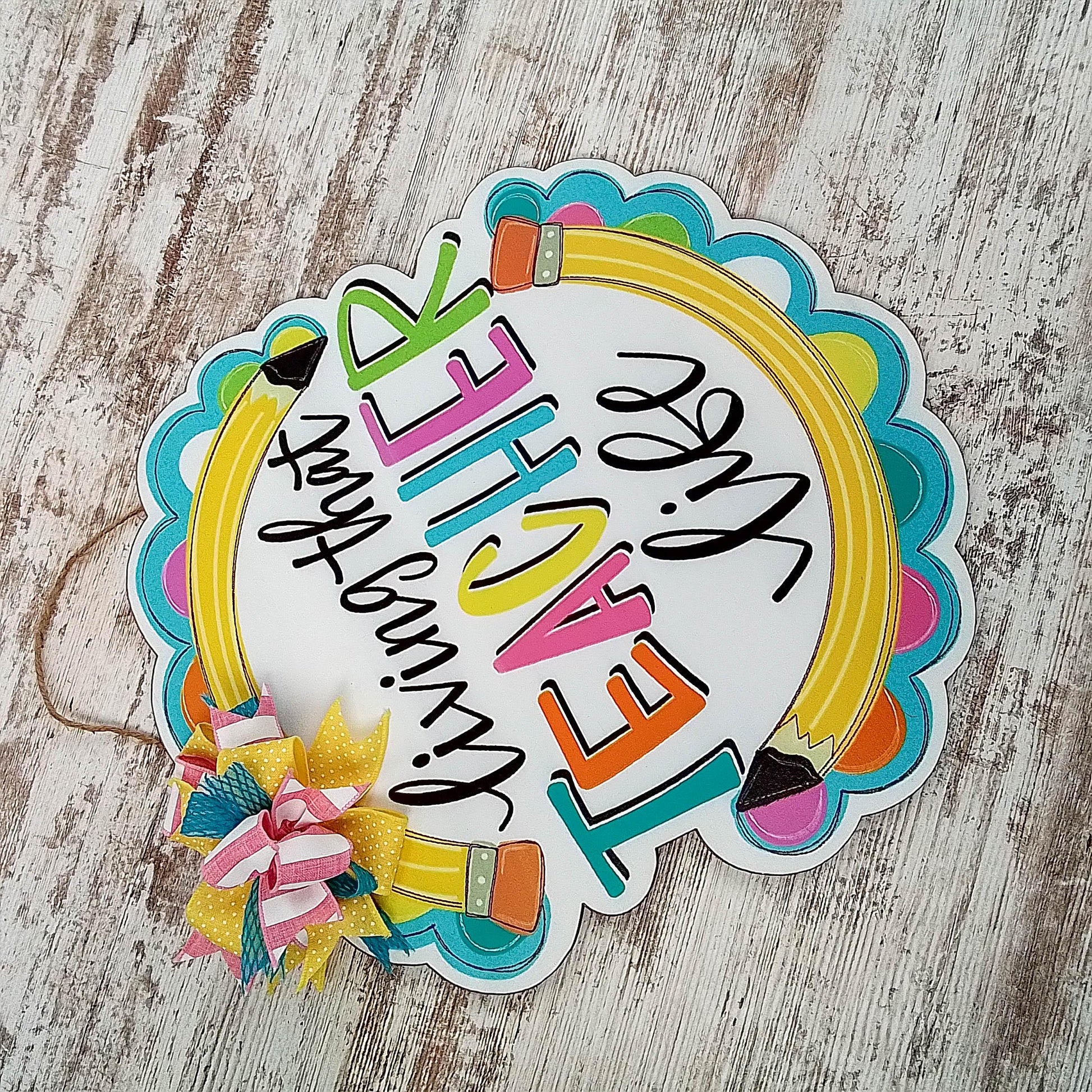 Living Teacher Life Door Hanger - Pink Door Wreaths