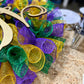 Mardi Gras Fat Tuesday Mesh Door Wreath | Purple Emerald Green Gold - Pink Door Wreaths