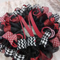 Monogram Everyday Mesh Door Wreath | Black Maroon White - Pink Door Wreaths