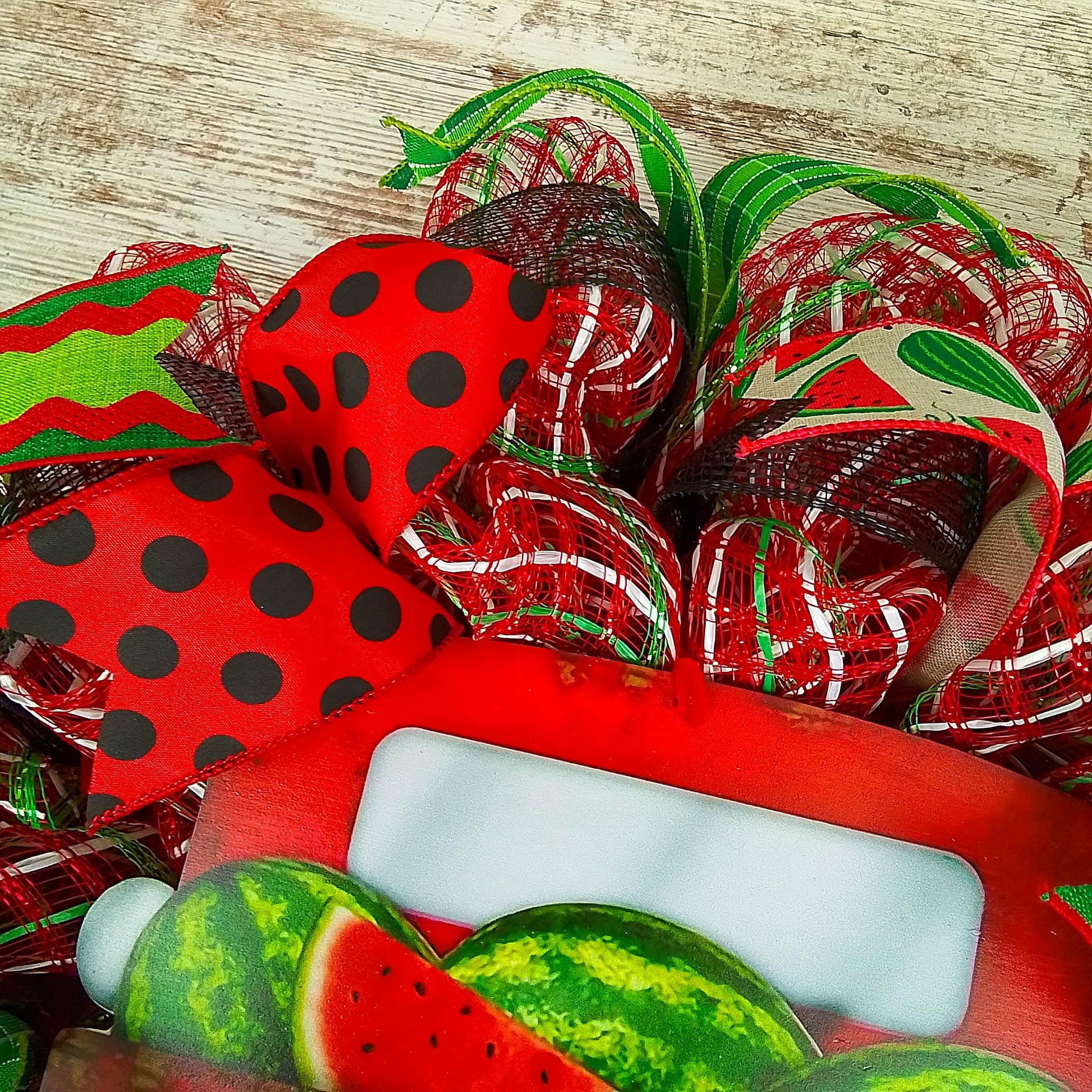 Watermelon Door Wreath - Farm Truck Spring Door Decor - Sweet Summertime - Red Lime Green Emerald - Pink Door Wreaths