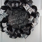 Winter Wreath - It's the Most Wonderful Time of the Year Christmas Mesh Outdoor Front Door Wreath; White Black Grey Silver