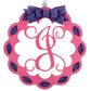 Black and Burlap Scalloped Monogram door hanger | LOTS of colors! - Pink Door Wreaths