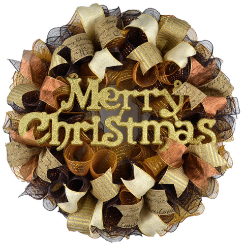 Merry Christmas Mesh Front Door Wreath | Rustic Holiday Decor | Burlap ...