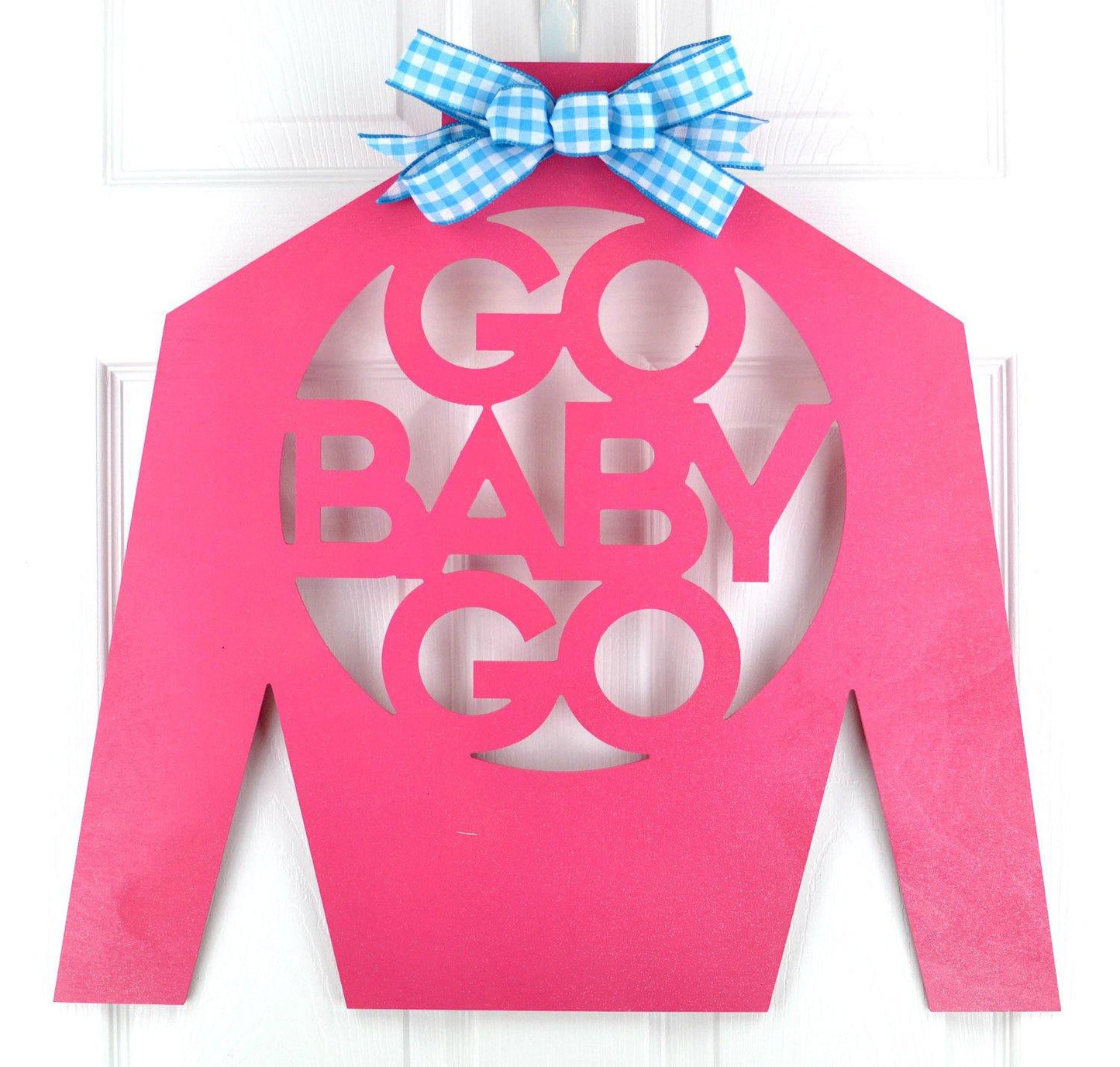 Red Kentucky Derby Door Hanger - Go Baby Go Jockey Silk ; LOTS of colors - Pink Door Wreaths