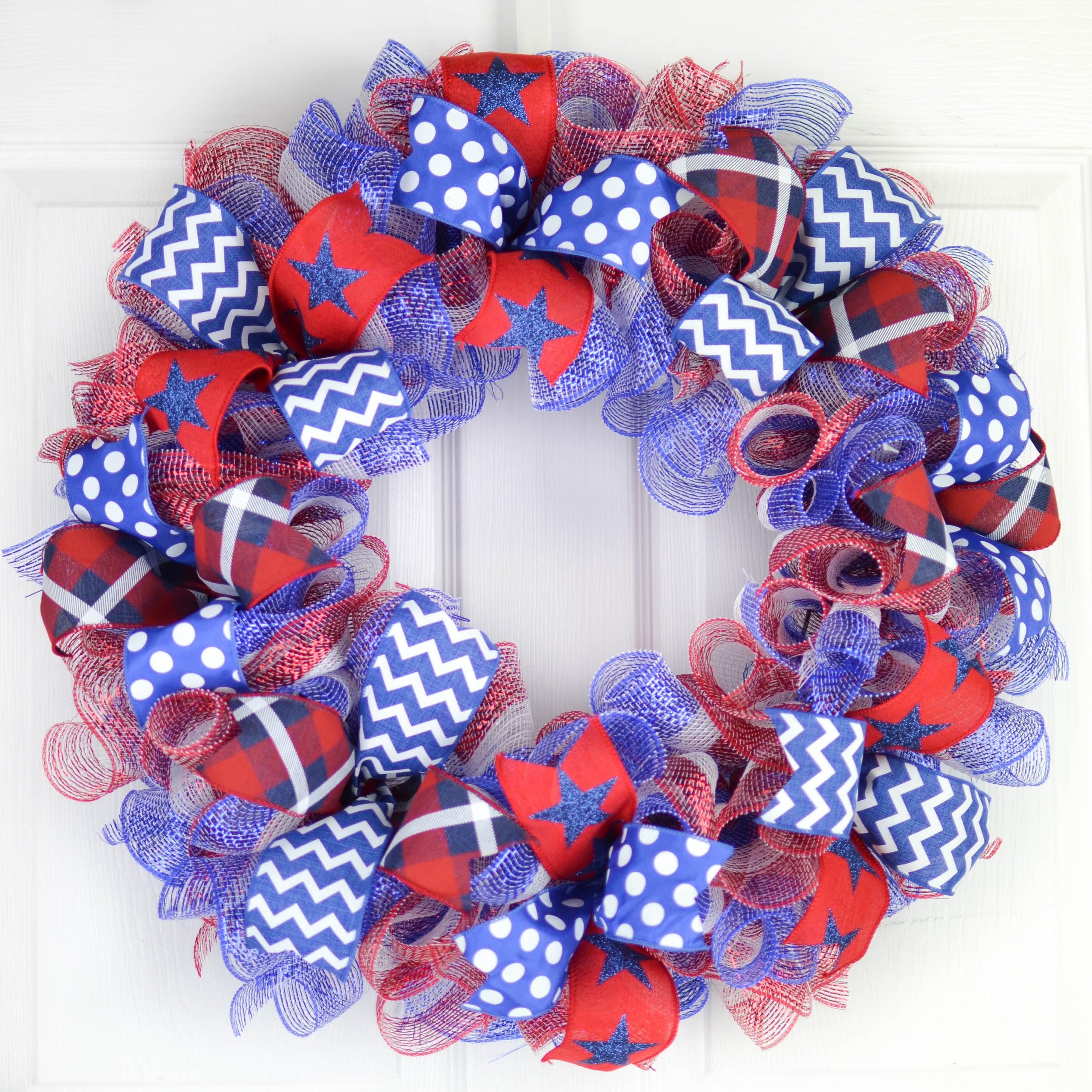 Patriotic Wreath, Everyday good Wreath, Front Door Wreath, Red White and Blue Wreath, Round Wreath, Inspirational Patriotic Wreath, 4th of July