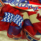 Fourth of July Wreath | USA Wreath | Welcome Mesh Door Wreath | Red White Blue Flag - Pink Door Wreaths