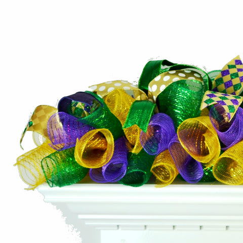 Mardi Gras Wreath - Fat Tuesday Mesh Front Door Wreath; purple emerald  green gold (No Centerpiece (Wreath Only))