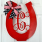 Red Kentucky Derby Party Monogram Door Hanger Horseshoe