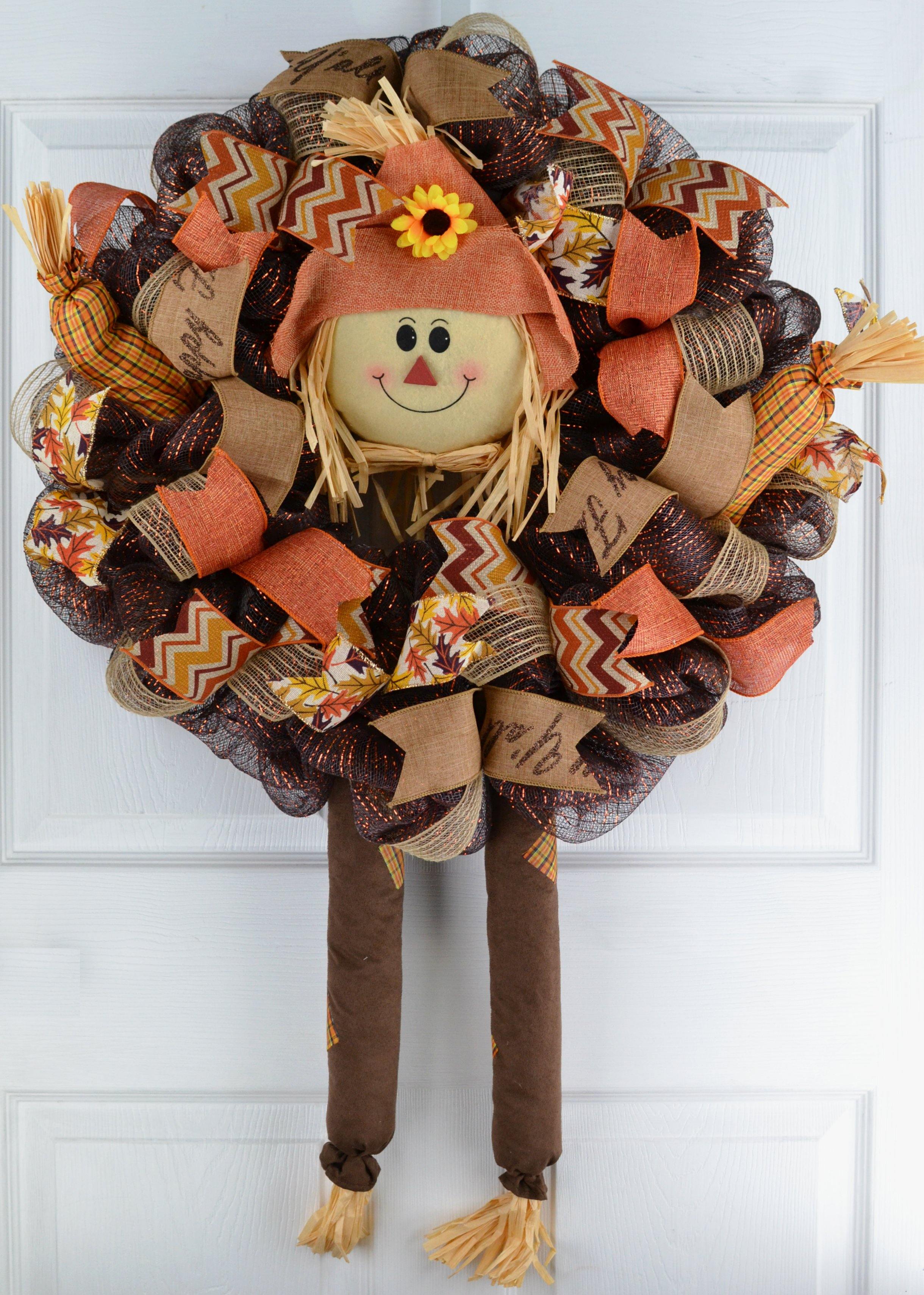 Thanksgiving Deco outlet Mesh Wreath for Front Door, Fall Wreath