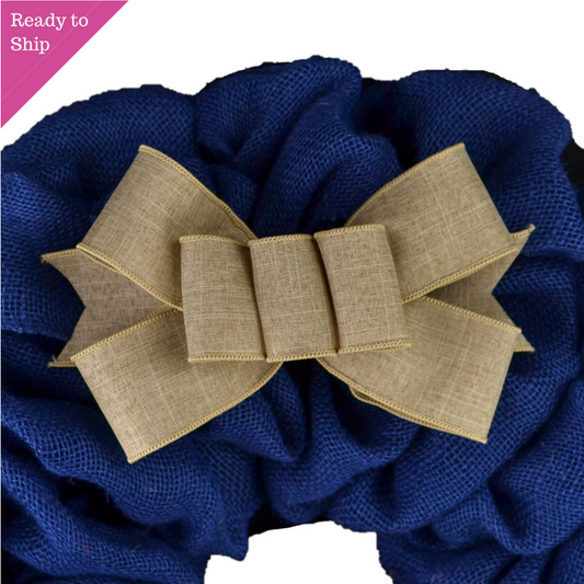 Solid Burlap Add On Wreath Bow - Wreath Embellishment for Already Made Wreath - - Pink Door Wreaths