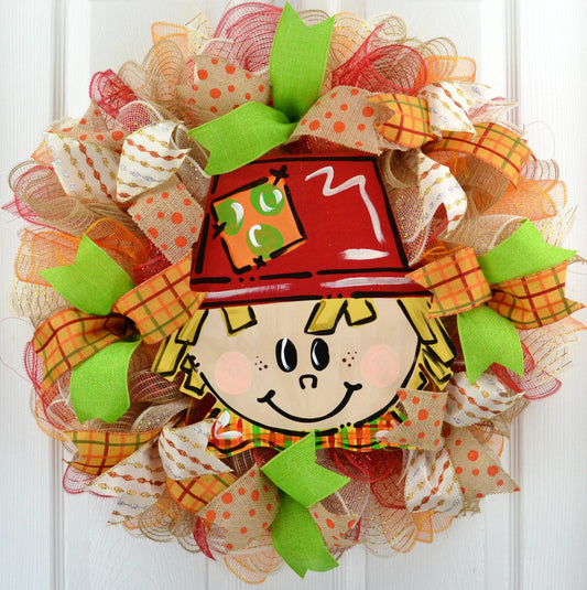 Hand painted Scarecrow Wreath