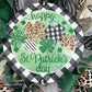 Trendy St Patricks Wreath - Animal Print Saint Patrick's Home Sweet Home Decor - Clover Door Decorations - Green White - Pink Door Wreaths